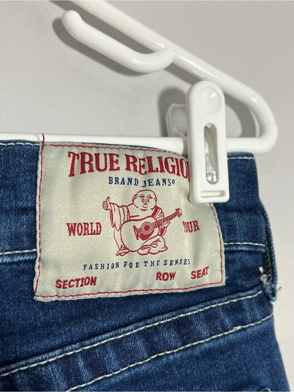 True Religion Ricky Relaxed Straight No Flap Blue White Jeans Mens Size 29